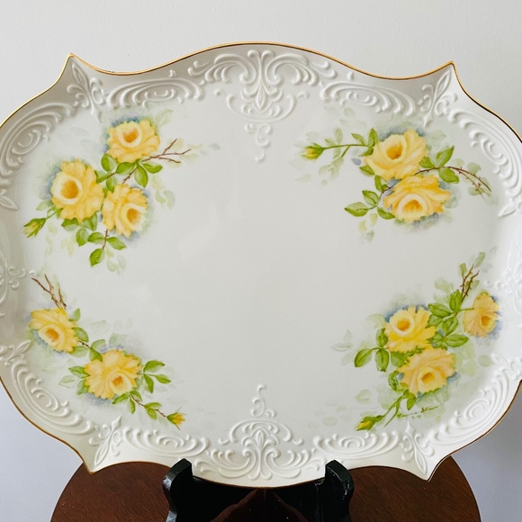 Unknown Other - Vintage Hand Painted Porcelain Tray, Porcelain Floral Tray, Vintage serving Tray